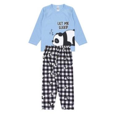 Imagem de Pijama Infantil Masculino Inverno Let Me Sleep - Hey Kids Azul Claro -