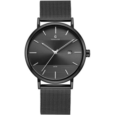 Imagem de Relógio Masculino De Pulso Minimalista Preto Fosco Aço Inoxidável 40mm Vanglore 3288a S...