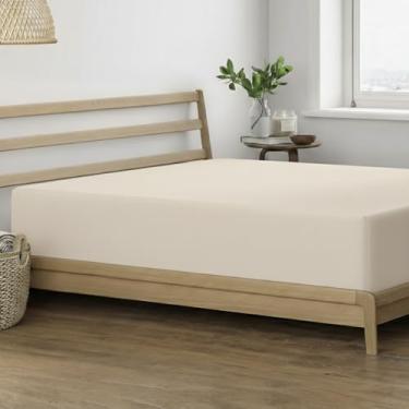 Imagem de Lençol completo de algodão egípcio certificado – perfeitamente misturado com algodão de fibra longa, lençóis de cetim macio e sedoso – resistente a rugas, não irrita a pele e respirável – Zero