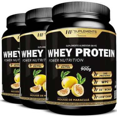 Imagem de 3x WHEY PROTEIN POWER NUTRITION MOUSSE DE MARACUJA 900G - HF SUPLEMENT