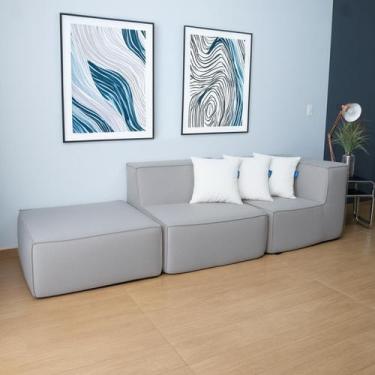 Imagem de Sofá Modular Flow 2 Lugares 1 Braço Com Chaise Inflow Bouclé Linho Vem