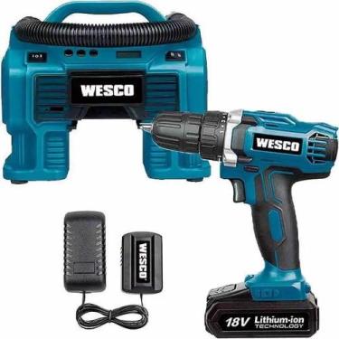 Imagem de Parafusadeira Furadeira 18V 1 Bateria Carregador Compressor de Ar Port