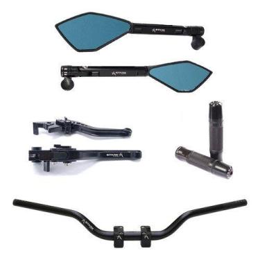 Imagem de Kit Guidão Naked Manopla Retrovisor Manete Cb250f Cb300 Cargo - NoBran