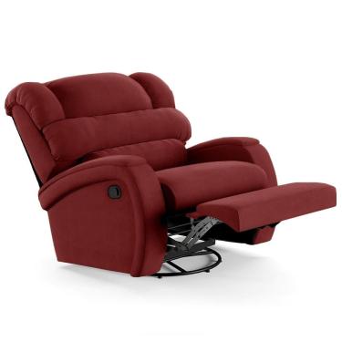 Imagem de Poltrona Do Papai Reclinável Kalie Glider Giratória Fh9 Veludo Vermelho - Mpozenato