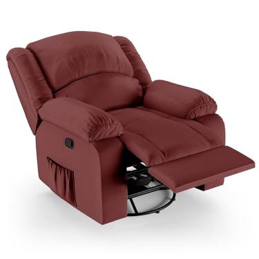 Imagem de Poltrona Do Papai Reclinável Pietra Glider Giratória Fh9 Pu Vermelho - Mpozenato