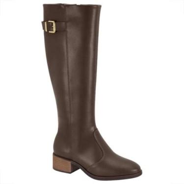 Imagem de Bota Feminina Beira Rio Cano Longo Salto Montaria 9087106, 38, Café