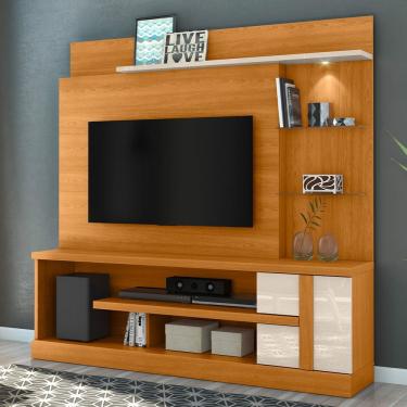 Imagem de Estante Painel Para TV 55 Pol 181cm Com LED Poiema M07 Cinamomo Off White - Lyam Decor