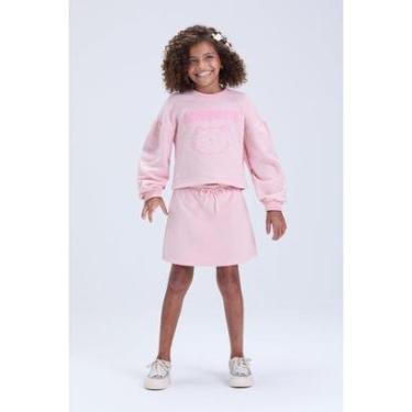 Imagem de Conjunto Infantil Feminino Moletom Cropped Gatinho com Saia-Feminino