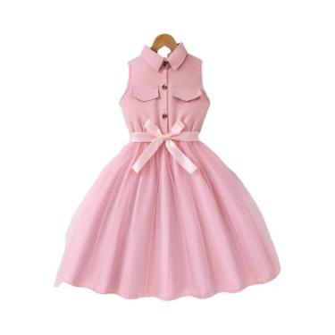 Imagem de Vestido De Princesa Casual Elegante Sem Mangas Azul Para Meninas Adole