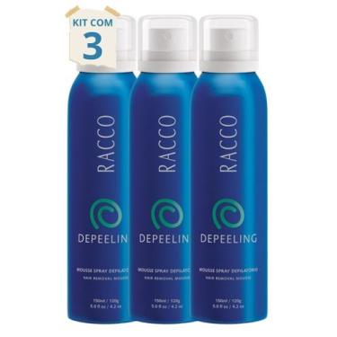 Imagem de Kit 3 Mousse De Depilação, Cai Pelo Sem Dor Racco Creme Spray Depeelin