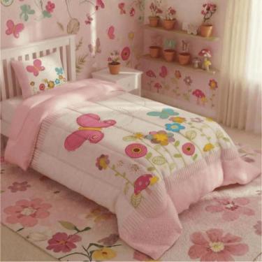 Imagem de Edredom Solteiro Infantil 2PC para Meninas 400 Fios Dupla Face Premium