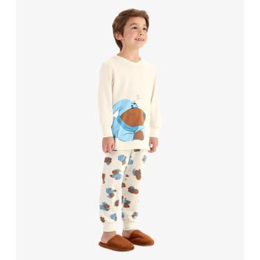 Imagem de Pijama em Meia Malha Rovi Kids Bege, 12, Bege