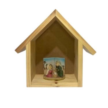 Imagem de Casinha Presépio Natal de Madeira Pinus Tratada Envernizada Decorativo