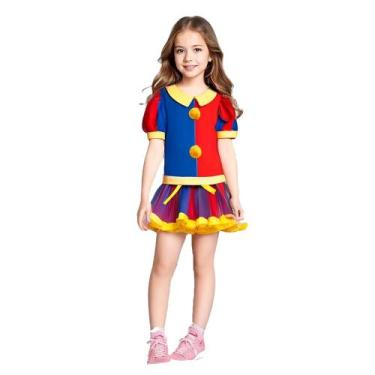 Imagem de Fantasia Palhacinha Infantil Palhaça Saia Tutu Colorida Colombina Fest