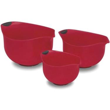 Imagem de Conjunto cuisinart 3 bowls de plástico vermelho ctg-00-3mbr