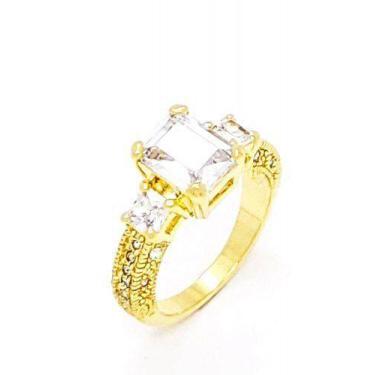 Imagem de Anel Noivado Compromisso Com Zirconias Banho Ouro 18k 4435 - Très Chic