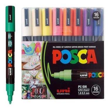 Imagem de Caneta Posca Estojo C/16 PC-5M Sortido - SERTIC COM IMP E EXP LTDA