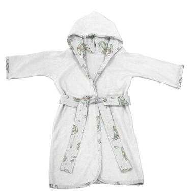 Imagem de Roupão Infantil Tecebem Com Capuz Malha Yan Plush Atoalhado Branco