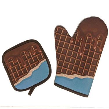 Imagem de Kit Luva Térmica Para forno Chocolate Cozinha Criativa - Geek Vip
