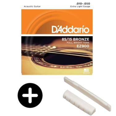 Imagem de Kit Corda Daddario 010 Violão Aço + Rastilho E Pestana Osso