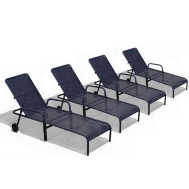 Imagem de Kit 4 Espreguiçadeiras Fibra Sintética - Type Decor, Azul Marinho