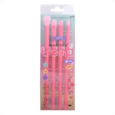 Imagem de Kit 4 Pincéis De Maquiagem Trend Macrilan Rosa