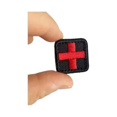Imagem de Patch Tático Bordado Cruz Vermelha Com Gancho E Laço Para Primeiros So