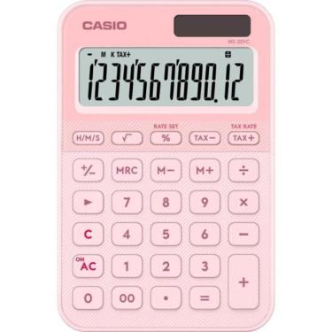 Imagem de Calculadora de Mesa Casio MS20YC Visor 12 Dígitos Alimentação Dupla Rosa Claro