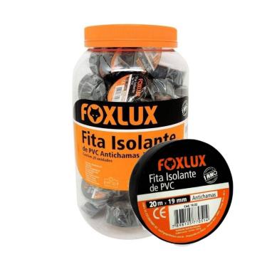 Imagem de Fita Isolante Foxlux PVC Antichamas com Isolamento Elétrico Eficiente Preta Kit com 25 Unidades 20M