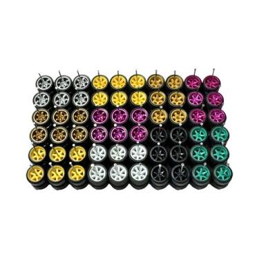 Imagem de Pneus De Borracha De 11mm Com Aros Para Modelos De Carros Em Escala 1/