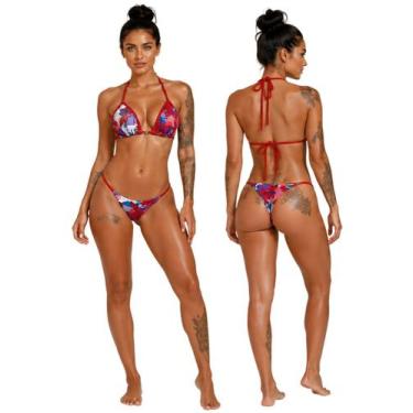Imagem de Biquíni Feminino de Veludo Cortininha Com Bojo Calcinha Empina Bumbum 