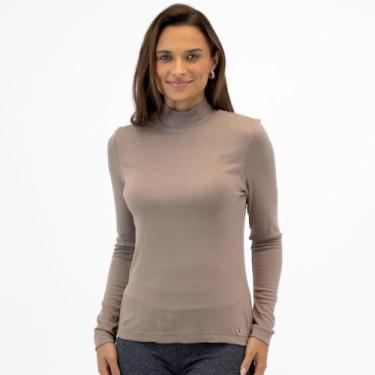 Imagem de Blusa Endless Básica Manga Longa Gola Alta Feminina, M, Marrom