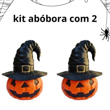 Imagem de Abóbora Chapéu Laranja 33cm Decoração de Halloween Plástico - Genérico