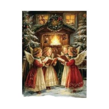 Imagem de Pôster Vintage De Natal Com Papai Noel, Impressão Em Tela, Arte De Par