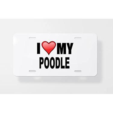 Imagem de Capa para placa de carro I Love My Poodle – Capa para placa de carro – Capa para placa de carro 15,24 x 30,48 cm