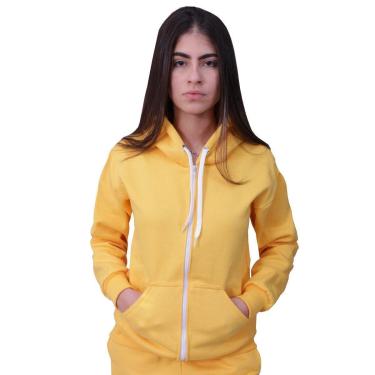 Imagem de Blusa Moletom Com Ziper Plus Size Amarelo-Feminino