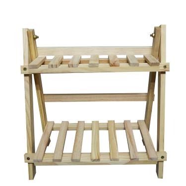 Imagem de NAJMECHOY Prateleira de madeira para flores/plantas, suporte de flores pequeno, suportes de flores de mesa, prateleira de madeira de 2 camadas 35 x 25 cm