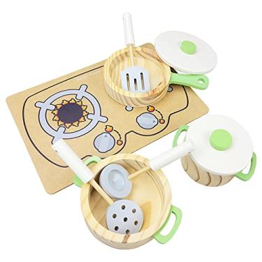 Imagem de Jogo De Panelas Infantil Fogão Cooktop De Brinquedo Madeira Coleção Newart