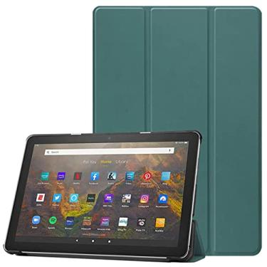 Imagem de YYSS Capa para o novo tablet Kindle Fire HD 10 (7ª/9ª geração, lançado em 2019/2017), capa inteligente colorida de couro PU com função despertar/hibernar automática