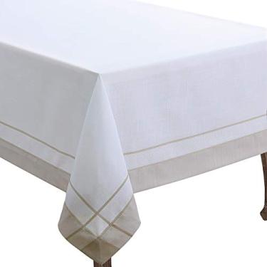 Imagem de SARO LIFESTYLE Coleção Posh Toalha de mesa com borda canelada, 183 cm, natural