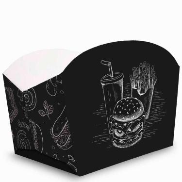 Imagem de Caixa Embalagem Para Batata-Frita Salgado E Porção 100 Preto