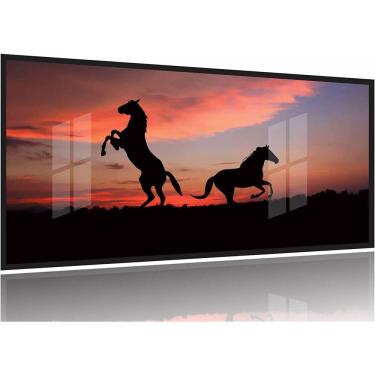 Imagem de Quadro 2 Cavalos Por do Sol 130x60 Moldura Preta 2x2