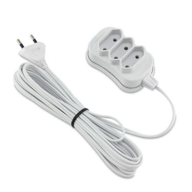 Imagem de Extensão 3 Tomadas Bipolar Bivolt c/ 1 Metro Branca 0180200239 - Forceline