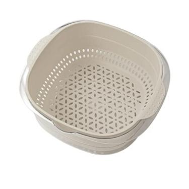 Imagem de Coador Coador - drenagem dupla camada destacável | Cesto escorredor macarrão, economizador espaço, para frutas, limpeza vegetais, lavagem, mistura, utensílios