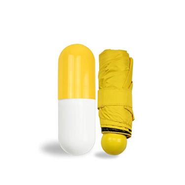 Imagem de Mpsicyia Guarda-Chuva Ultra Leve Mini Anti UV com Estojo de Cápsula Compacto e Durável, Leve e Bonito, Guarda-Chuva de Viagem Amarelo