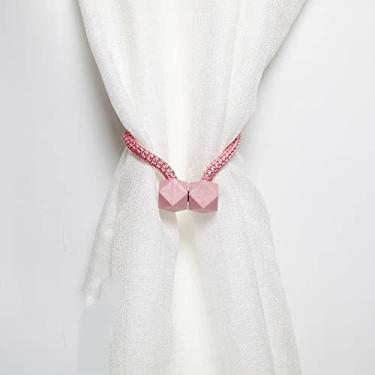 Imagem de Fivela de cortina magnética de cor sólida para decoração de quarto de sala de estar, rosa, 1 peça