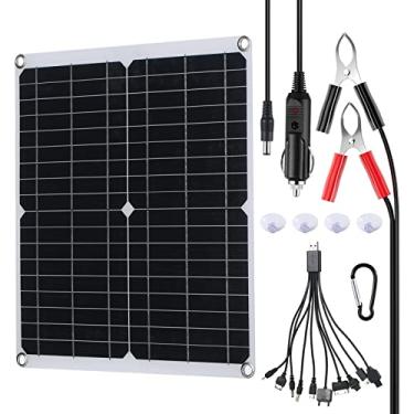 Imagem de Carregador de bateria solar portátil de 20 W e mantenedor painel solar construído em controlador de carga inteligente Carregador movido a energia solar para automóvel RV
