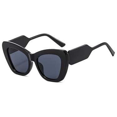 Imagem de Óculos de sol de olho de gato fashion feminino tons vintage designer gafas óculos de sol de luxo armação uv400 óculos grandes óculos, preto preto, um