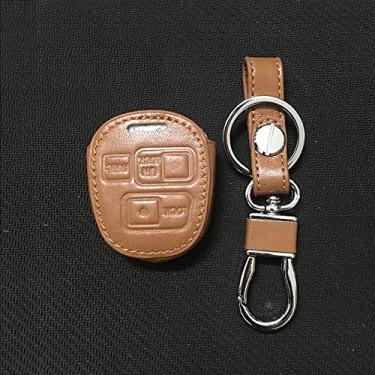 Imagem de CSHU Couro masculino feminino porta-chaves capa porta-chaves anel porta-chaves, adequado para Toyota Tarago RAV4 Corolla Camry Celica Avalon 3, marrom