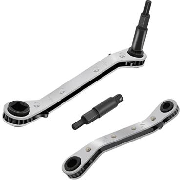 Imagem de Chave de serviço Hvac 3/8 a 1/4, 5/16 x 1/4 Chave de refrigeração catraca Conjunto de ferramentas de ar condicionado com kit adaptador de broca hexagonal para reparo de equipamento